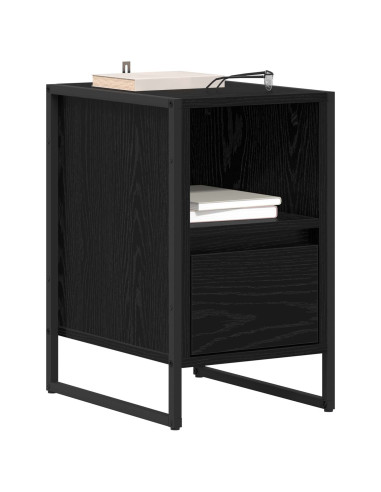 Comodino Rovere Nero 39,5 x 30 x 50 cm Legno multistrato