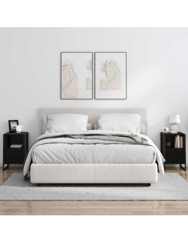 Comodino Rovere Nero 39,5 x 30 x 50 cm Legno multistrato