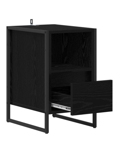Comodino Rovere Nero 39,5 x 30 x 50 cm Legno multistrato