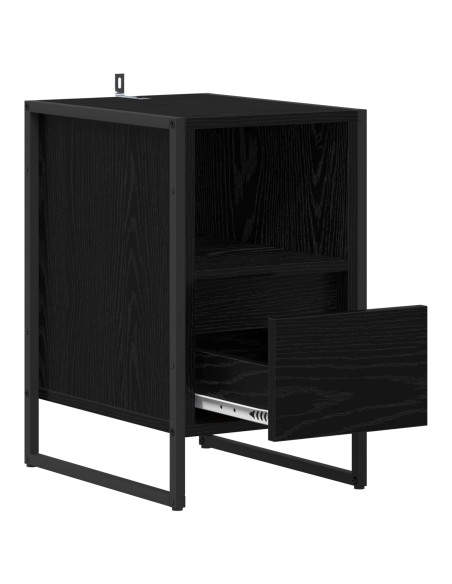 Comodino Rovere Nero 39,5 x 30 x 50 cm Legno multistrato
