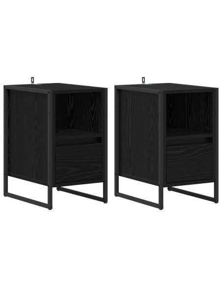 Comodino 2 pcs Rovere Nero 39,5 x 30 x 50 cm Legno multistrato