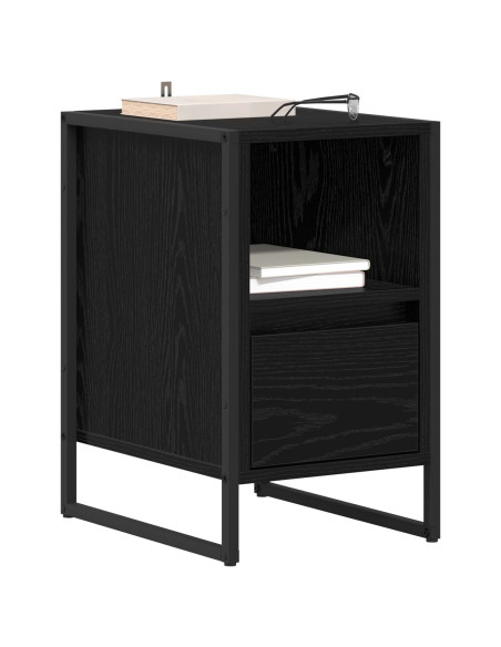 Comodino 2 pcs Rovere Nero 39,5 x 30 x 50 cm Legno multistrato