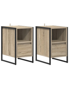 Comodino 2 pcs Sonoma 39,5 x 30 x 50 cm Legno multistrato 2