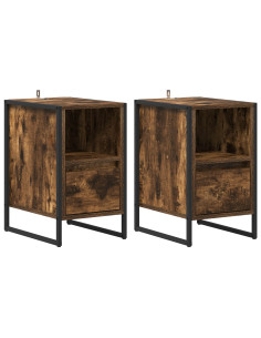 Comodino con cassetto 2 pcs Quercia Fumosa 39,5 x 30 x 50 cm 2