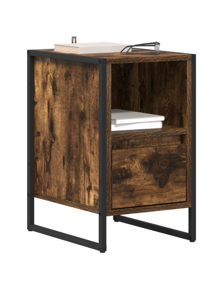Comodino con cassetto 2 pcs Quercia Fumosa 39,5 x 30 x 50 cm