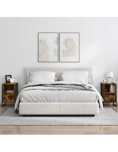 Comodino con cassetto 2 pcs Quercia Fumosa 39,5 x 30 x 50 cm