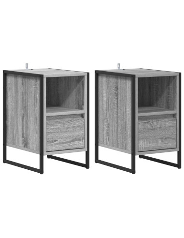 Comodino con cassetto 2 pcs Grigio Sonoma 39,5 x 30 x 50 cm