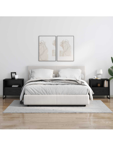 Comodino Rovere Nero 50 x 39,5 x 50 cm Legno multistrato