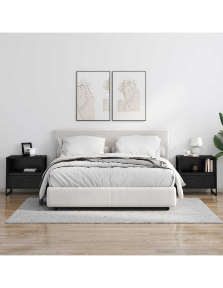 Comodino 2 pcs Rovere Nero 50 x 39,5 x 50 cm Legno multistrato