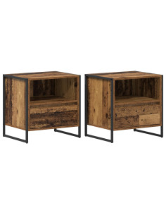 Comodino con cassetto 2 pcs Legno vecchio 50 x 39,5 x 50 cm 2