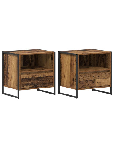 Comodino con cassetto 2 pcs Legno vecchio 50 x 39,5 x 50 cm