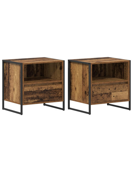 Comodino con cassetto 2 pcs Legno vecchio 50 x 39,5 x 50 cm