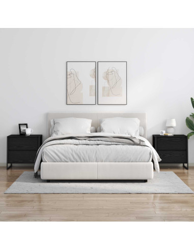 Comodino Rovere Nero 50 x 39.5 x 50 cm Legno multistrato