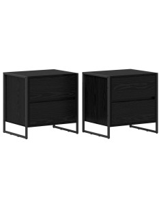 Comodino 2 pcs Rovere Nero 50 x 39.5 x 50 cm Legno multistrato 2