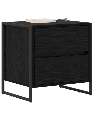 Comodino 2 pcs Rovere Nero 50 x 39.5 x 50 cm Legno multistrato