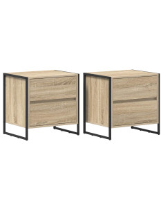 Comodino 2 pcs Sonoma 50 x 39.5 x 50 cm Legno multistrato 2