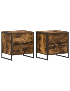 Comodino con cassetto 2 pcs Quercia Fumosa 50 x 39.5 x 50 cm 2