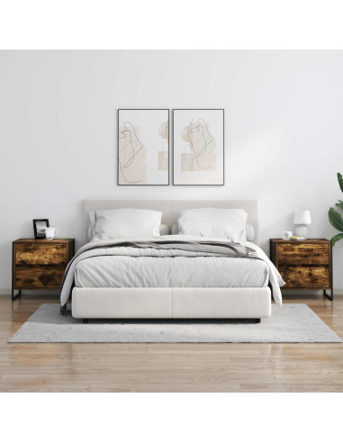 Comodino con cassetto 2 pcs Quercia Fumosa 50 x 39.5 x 50 cm