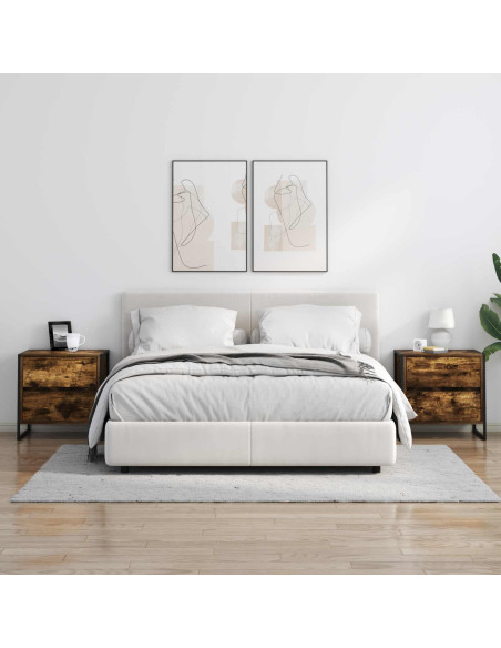 Comodino con cassetto 2 pcs Quercia Fumosa 50 x 39.5 x 50 cm