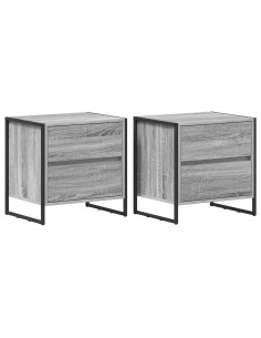 Comodino con cassetto 2 pcs Grigio Sonoma 50 x 39.5 x 50 cm 2