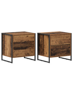 Comodino con cassetto 2 pcs Legno vecchio 50 x 39.5 x 50 cm 2