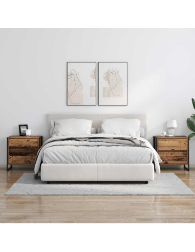 Comodino con cassetto 2 pcs Legno vecchio 50 x 39.5 x 50 cm