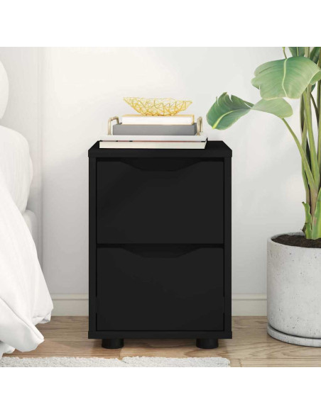 Comodino con cassetto Nero 30,5 x 30 x 43 cm Legno multistrato