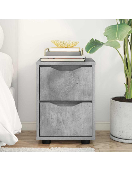 Comodino Grigio cemento 30,5 x 30 x 43 cm Legno multistrato