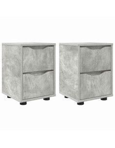 Comodini con cassetto 2 pcs Grigio cemento 30,5 x 30 x 43 cm 2