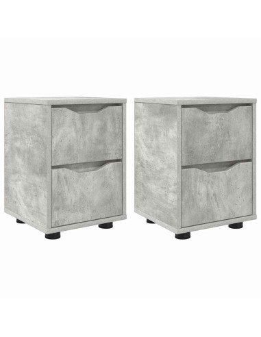 Comodini con cassetto 2 pcs Grigio cemento 30,5 x 30 x 43 cm