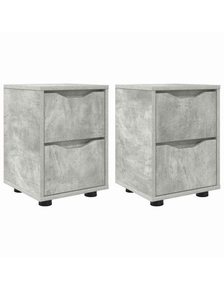 Comodini con cassetto 2 pcs Grigio cemento 30,5 x 30 x 43 cm