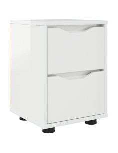 Comodino Bianco Lucido 30,5 x 30 x 43 cm Legno multistrato 2