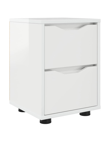 Comodino Bianco Lucido 30,5 x 30 x 43 cm Legno multistrato