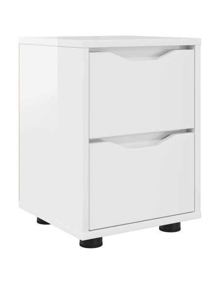 Comodino Bianco Lucido 30,5 x 30 x 43 cm Legno multistrato