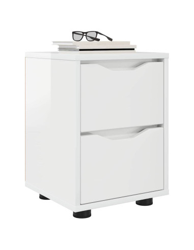 Comodino Bianco Lucido 30,5 x 30 x 43 cm Legno multistrato