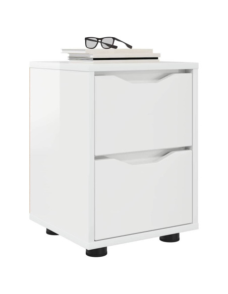 Comodino Bianco Lucido 30,5 x 30 x 43 cm Legno multistrato