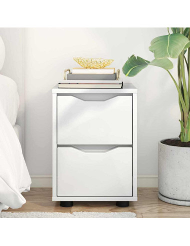Comodino Bianco Lucido 30,5 x 30 x 43 cm Legno multistrato