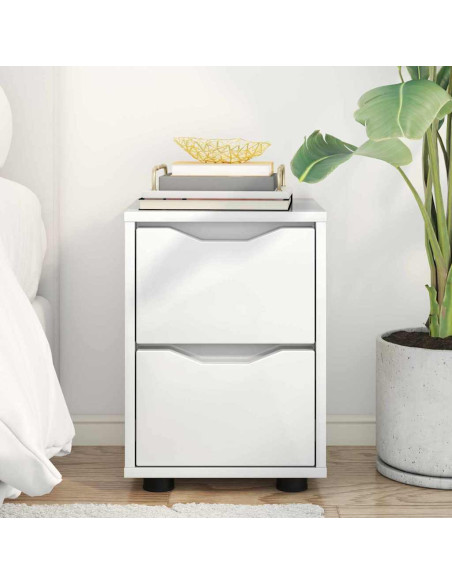 Comodino Bianco Lucido 30,5 x 30 x 43 cm Legno multistrato