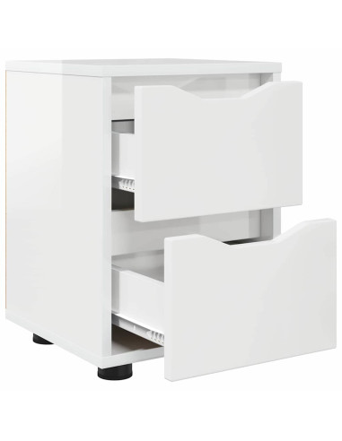 Comodino Bianco Lucido 30,5 x 30 x 43 cm Legno multistrato