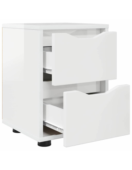 Comodino Bianco Lucido 30,5 x 30 x 43 cm Legno multistrato