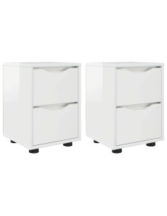 Comodini con cassetto 2 pcs Bianco Lucido 30,5 x 30 x 43 cm 2