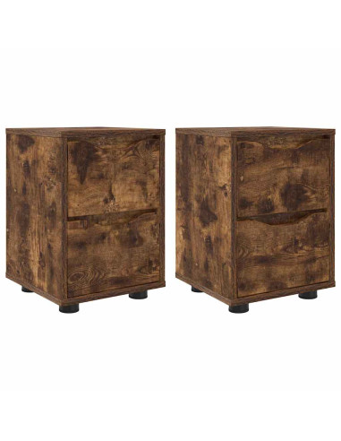 Comodini 2 pcs Rovere fumé 30,5 x 30 x 43 cm Legno multistrato