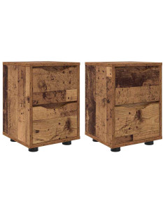 Comodini con cassetto 2 pcs Legno vecchio 30,5 x 30 x 43 cm 2
