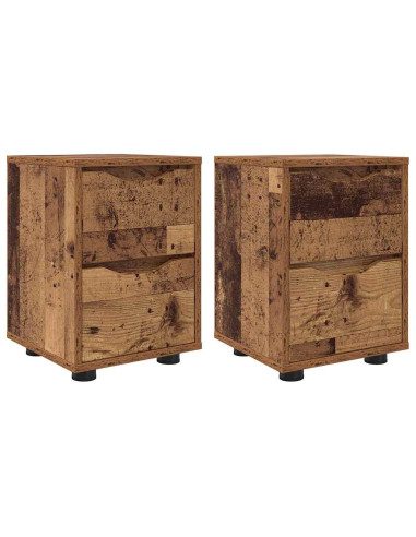 Comodini con cassetto 2 pcs Legno vecchio 30,5 x 30 x 43 cm