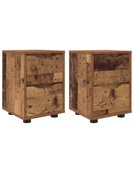 Comodini con cassetto 2 pcs Legno vecchio 30,5 x 30 x 43 cm