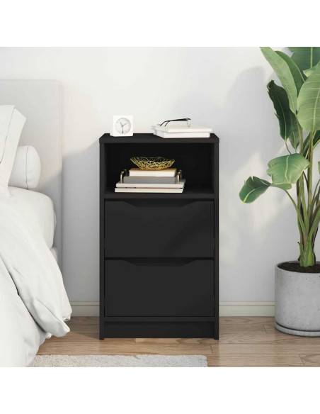 Comodino con cassetto Nero 40 x 30 x 467 cm Legno multistrato