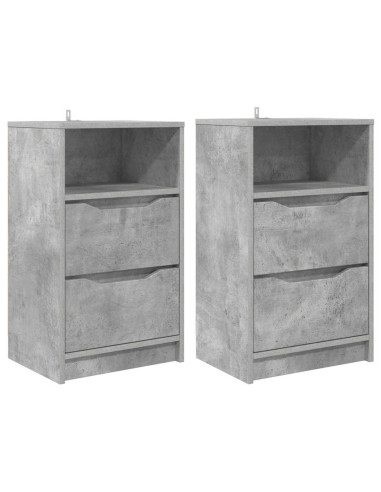Comodini con cassetto 2 pcs Grigio cemento 40 x 30 x 467 cm