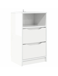 Comodino Bianco Lucido 40 x 30 x 467 cm Legno multistrato 2