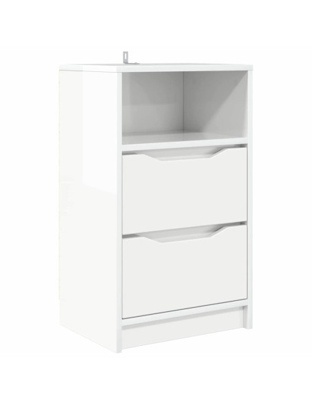 Comodino Bianco Lucido 40 x 30 x 467 cm Legno multistrato