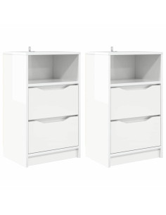 Comodini 2 pcs Bianco Lucido 40 x 30 x 467 cm Legno multistrato 2